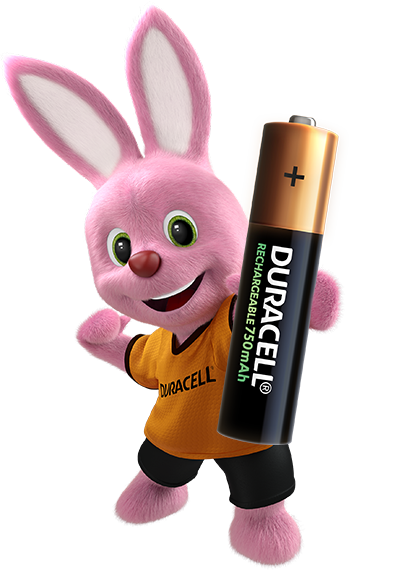 Bunny introducing Duracell Rechargeable AAA size battery 750mAh