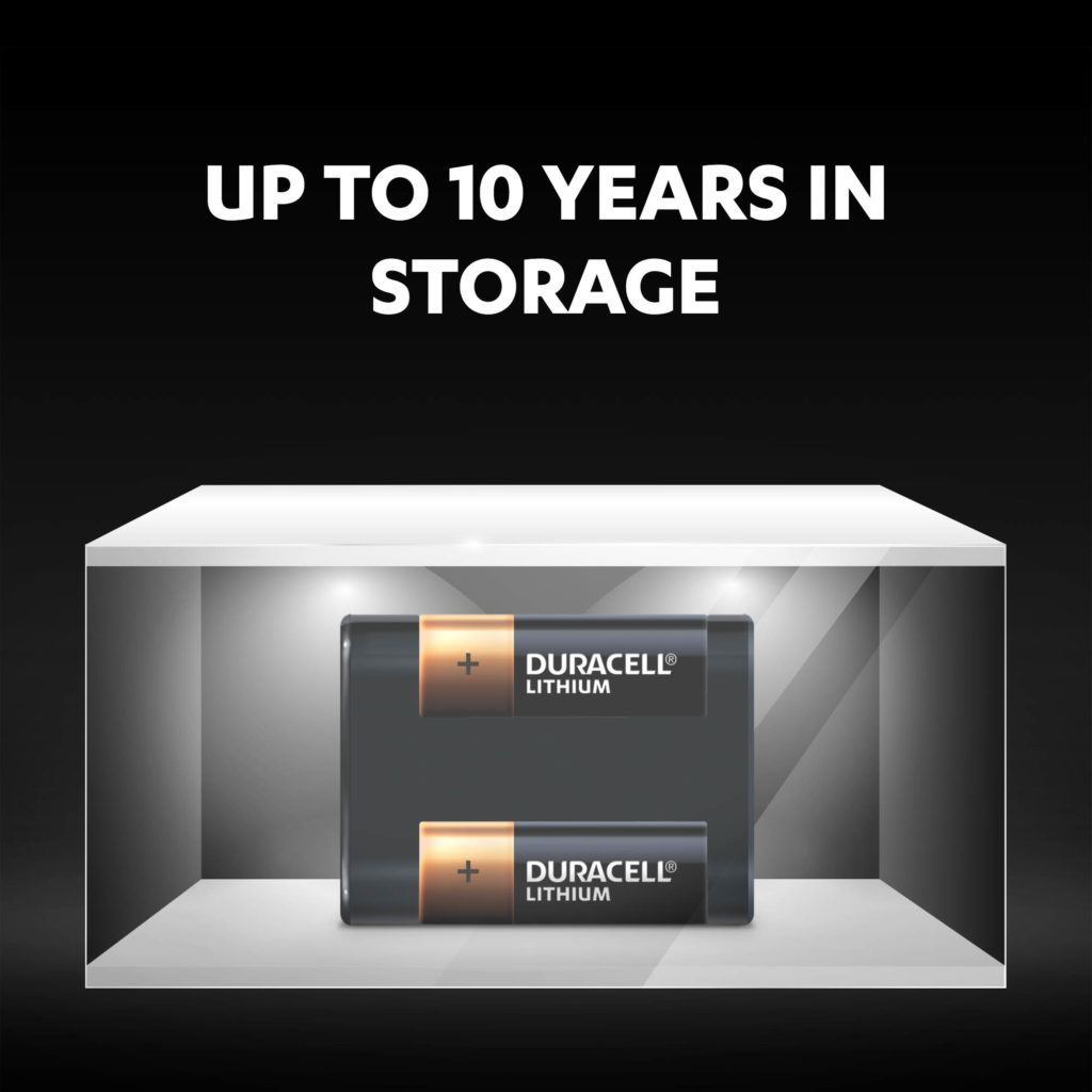 Unused specialty lithium 245 size 6V batteries stay fresh and powered for up to 10 years in ambient storage
